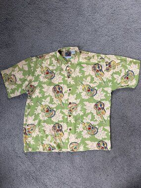Avanti 100% Silk Hawaiian Original Men's XXL Shirt -"1002 Ukulele" print - NWOT